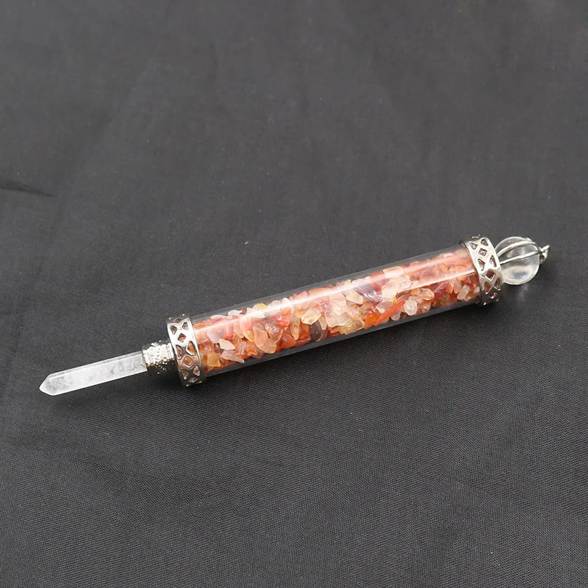 Red Onyx XSM рейки палочка подвеска скипетр духовный баланс чипы бутылка из камня белый кристалл шестиугольник столб исцеление точка ювелирные изделия 1 шт - Окраска металла: Red Onyx
