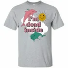 Мужская футболка с рисунком дельфинов я мертв внутри, Мужская футболка с рисунком Diy, новая модная дизайнерская футболка для мужчин и женщин, 3580 м