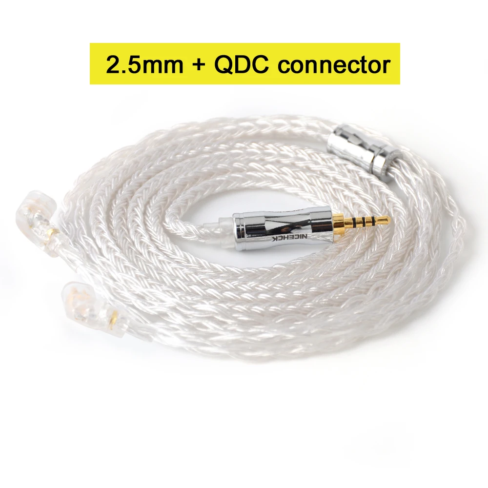 2.5mm With QDC Pin NICEHCK C16-1 16 Core посеребренный кабель 3,5/2,5/4,4 мм разъем MMCX/2Pin/QDC/NX7 для CCAKZ ZSX C12 TRNV90 TFZ QDC DB3 NX7 PRO BL03 - Цвет: 2.5mm With QDC Pin