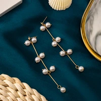 korean long pearl tassel drop earrings for women 2020 new fashion jewelry simple luxury statement gold dangle earrings brincos