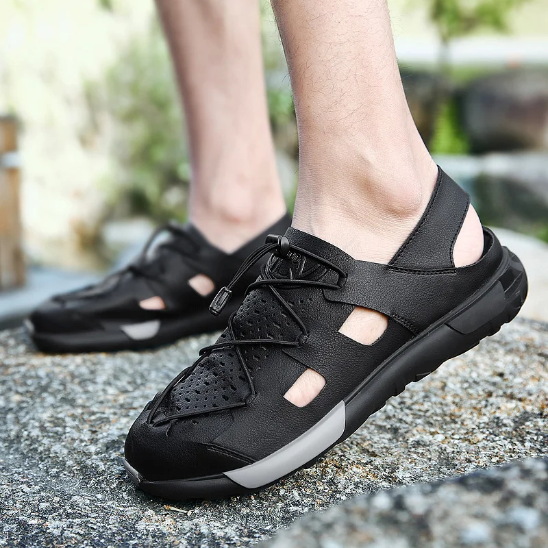 Сандалии мужские из натуральной кожи водонепроницаемая обувь для занятий