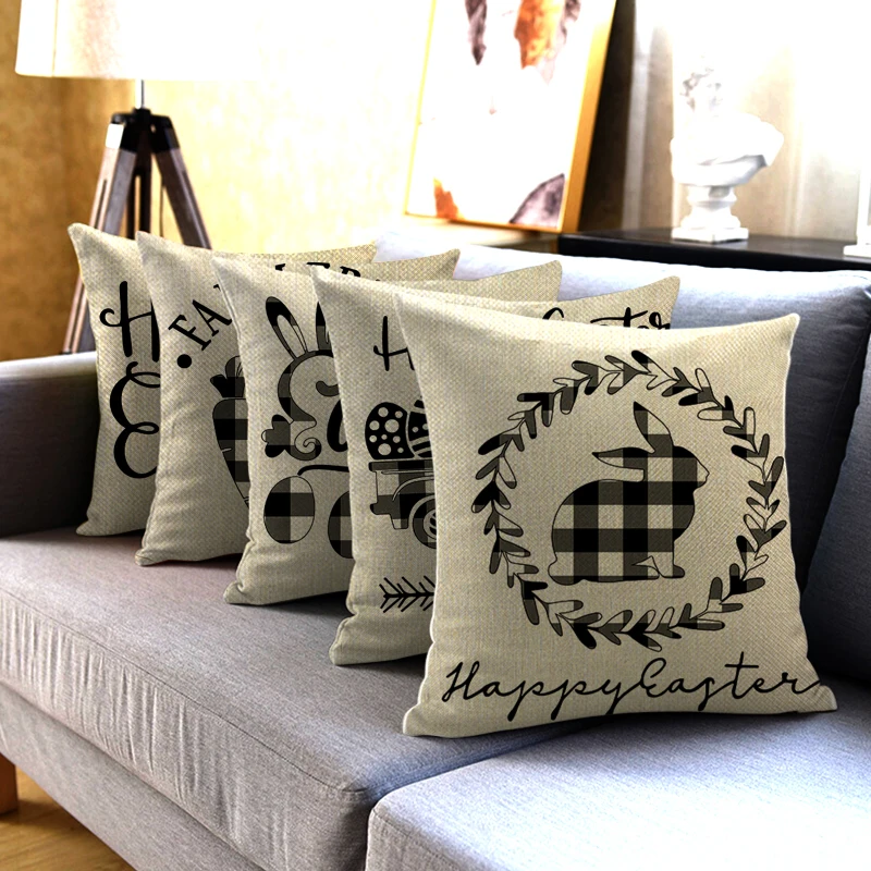 

Льняная наволочка для подушки Fuwatacchi с пасхальным принтом, наволочки для дома, дивана, автомобиля, стула, декоративные наволочки, подарок