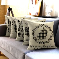 fuwatacchi linen cushion cover happy easter letter print throw pillow covers for home sofa car chair decorative pillowcases gift