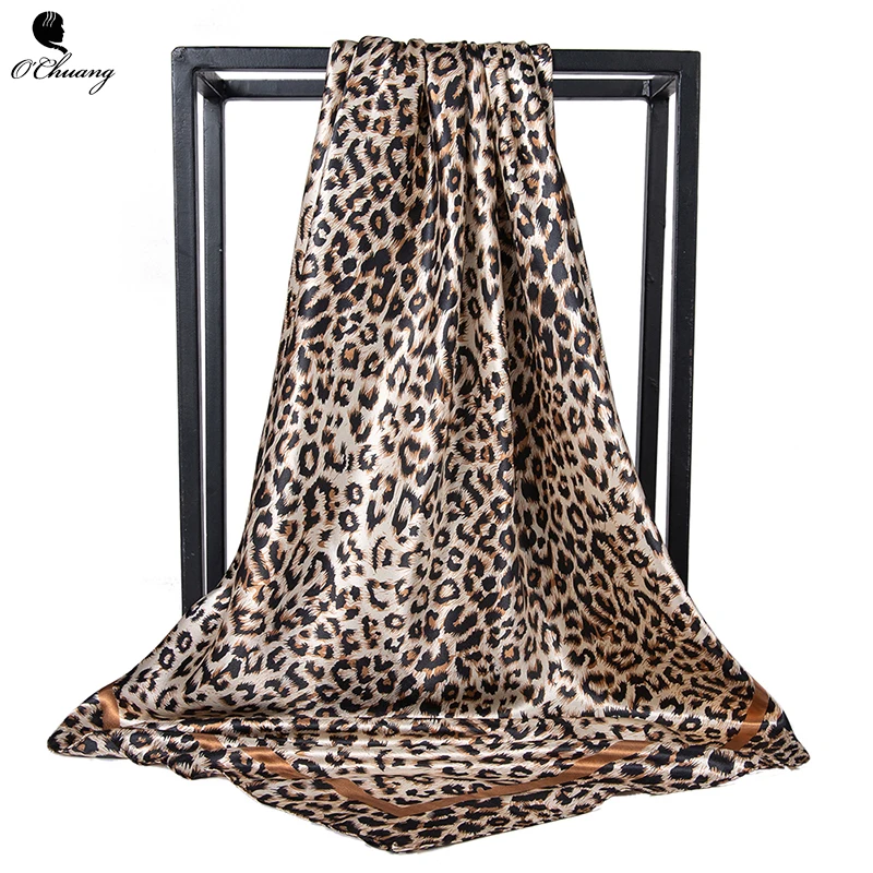 

Women Silk Scarf Winter Print Foulard Square Shawl 90*90cm Luxury Brand Head Scarves Satin Scarfs Bandana Hijab SDZ01