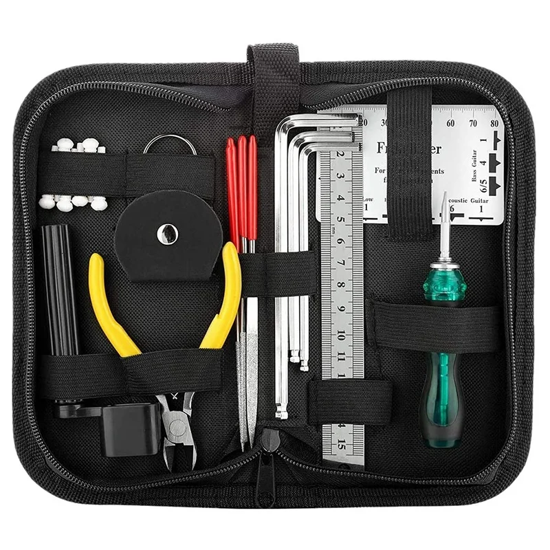 

23 Pcs Guitar Repair Tool Kits, Hexagonal Wrenches, Files, String Rulers, Suitable for Acoustic Guitars, Ukuleles