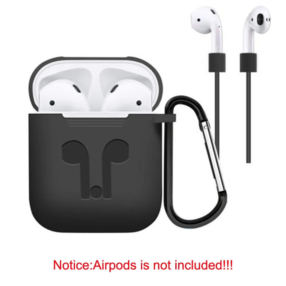 Аксессуары для airpods, силиконовый чехол, чехол для наушников, чехол, анти потеря, ремешок, держатель, наушники, карабин, пряжка, упаковка из 5 штук - Цвет: Black color