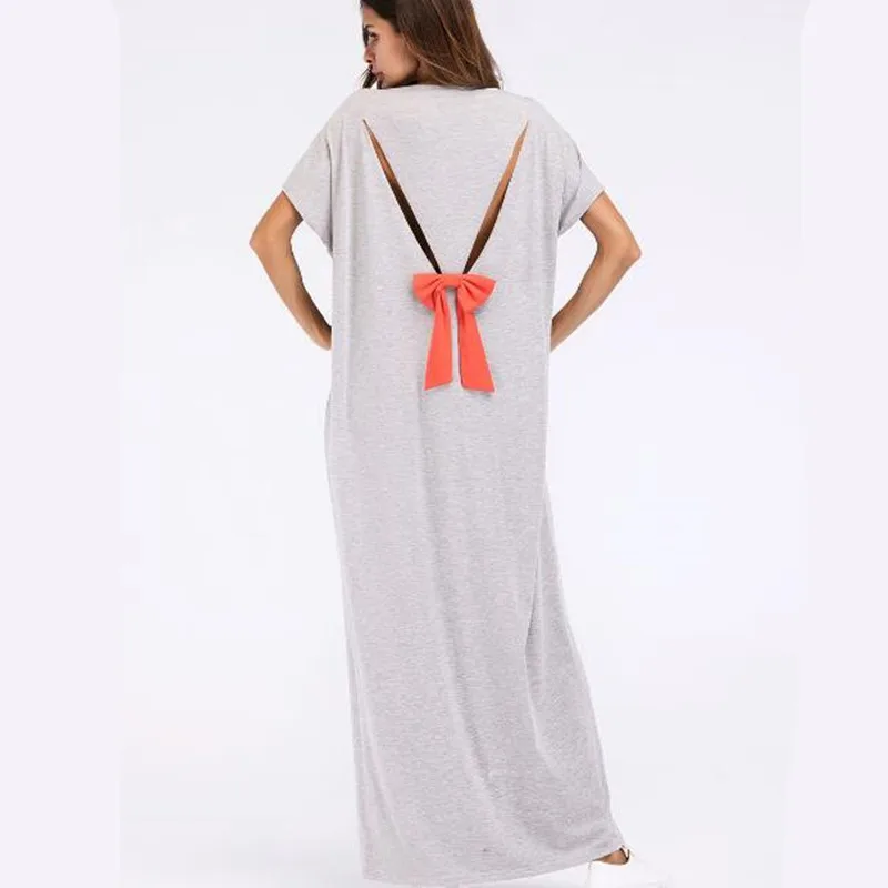 Длинное платье в пол с бантом Абаи выдалбливают длинный халат платья