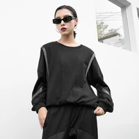 ladies long sleeve spring and autumn new european and american fashion lantern sleeve dark loose casual large size t shirt