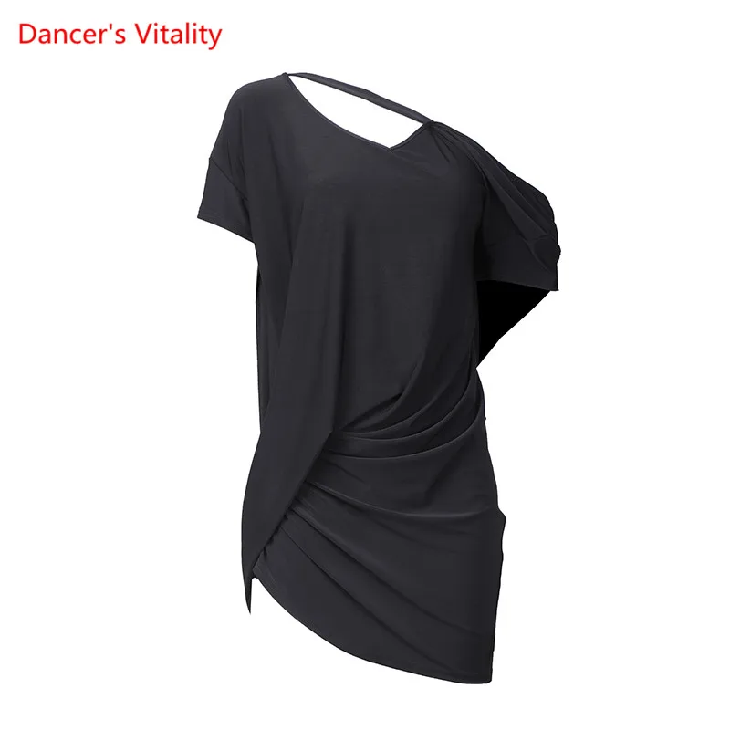 

Latin Dance Practice Clothes Female Adult Sexy Loose Dress New Profession Strapless Short Sleeves Training Clothing