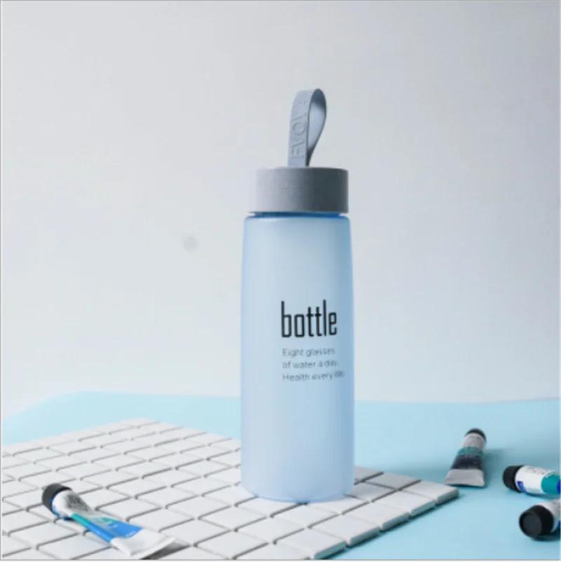 Blue Свободная вода BPA бутылка пластиковый спортивный скраб герметичная Питьевая моя бутылка портативная модная посуда для напитков Туристические Бутылки для влюбленных - Цвет: Blue