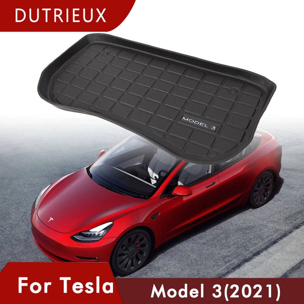 

Новинка, коврик для багажника автомобиля dutrious Model3 для Tesla Model 3 2021, аксессуары, коврики из термопластичного эластомера, водонепроницаемый пер...