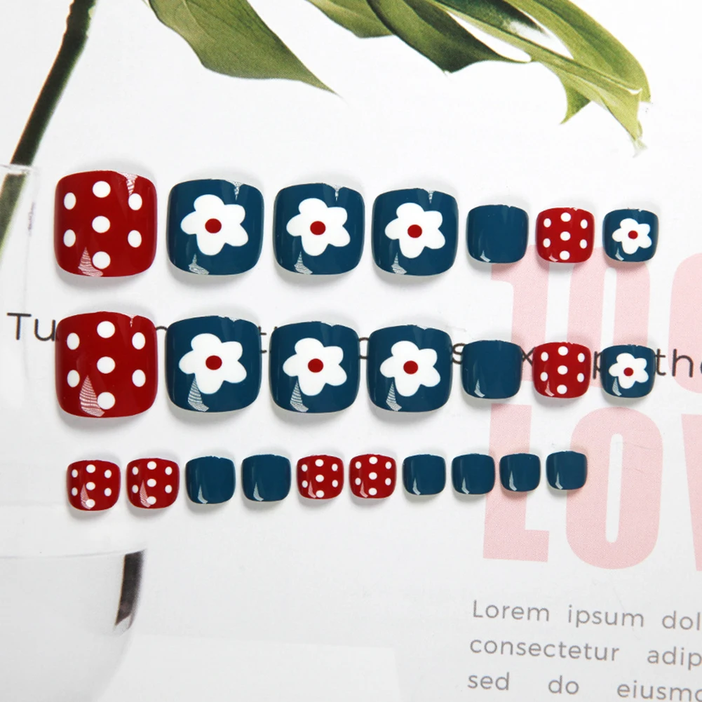 24Pcs Multi-pattern Shiny Women Full Cover False Toes Fake Nails Manicure Tools | Красота и здоровье