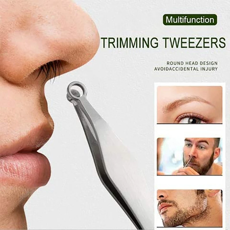 

Universal Nose Hair Trimming Tweezers Stainless Steel Round Tip Multifunction Eyebrow Clippers Hair Removal Grooming Scissor