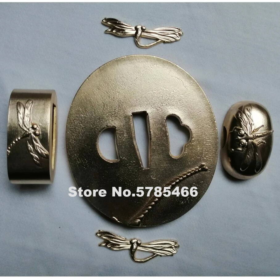 Лучшая медная латунная защита Tsuba menumi Fuchi Kashira W Стрекоза для японского
