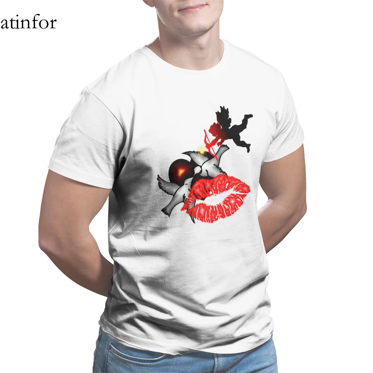 

KISS ME Graphic T-Shirt Essentials Vintage Punk Sleeve Streetwear Round Collar Tees 15697