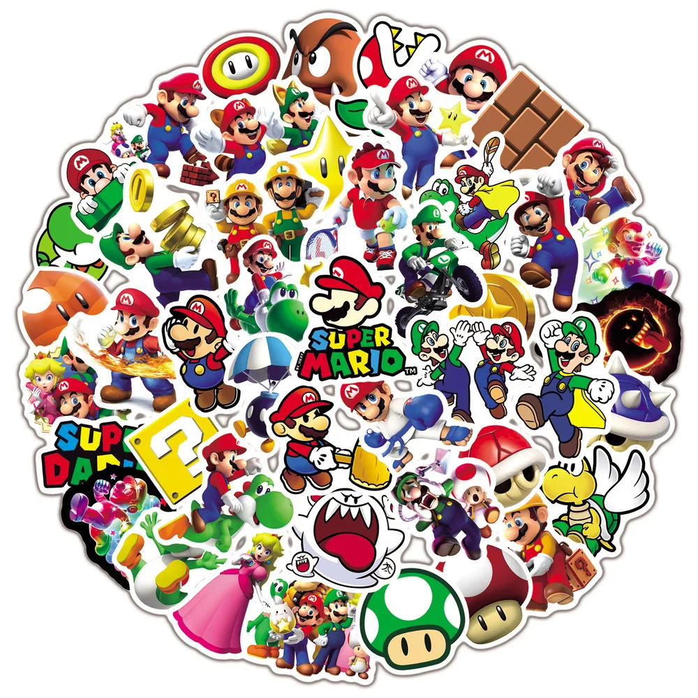 

10/50PCS Super Mario Anime Game Cartoon Stickers DIY Bike Travel Luggage Phone Guitar Laptop Waterproof PVC Classic Toy Stickers