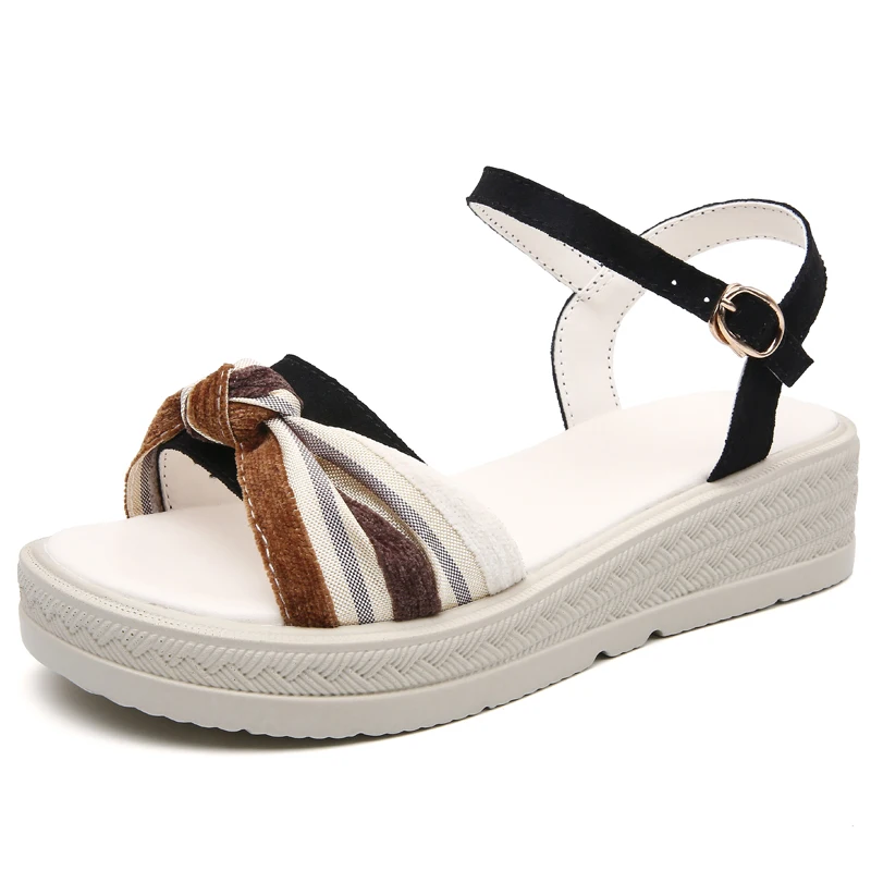 

Fairy Style Women's Sandals Net Red Mid-heeled Buckle Sandals Women Summer Light Women's Sandals Thick Sole Slope Heel Sandals !