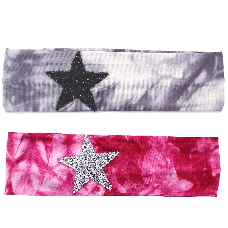 Детская Серебристая стразы повязка на голову из хлопка со звездами тюрбан для