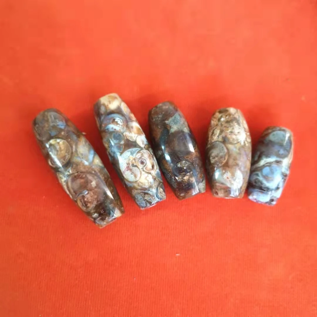 

5pcs/lot selected rare exquisite French snails dzi Beads natural accessories gem jewelry wholesale ancient Rich colors rare diy