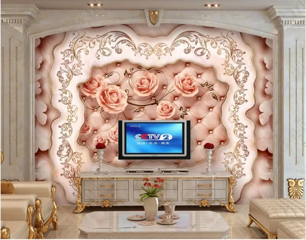 

3d wallpaper custom photo mural on the wall Noble marble jade relief flower Living room decoration Wallpaper for walls in rolls