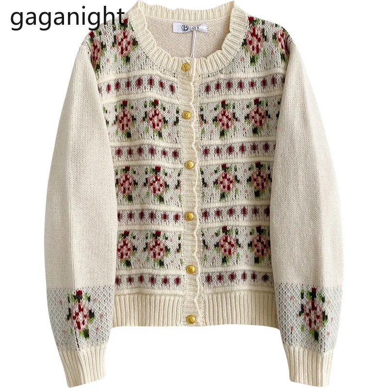 

Gaganight милый женский цветочный кардиган осень зима мода OL уютный свитер в японском стиле новинка 2021 Свободный кардиган Прямая поставка