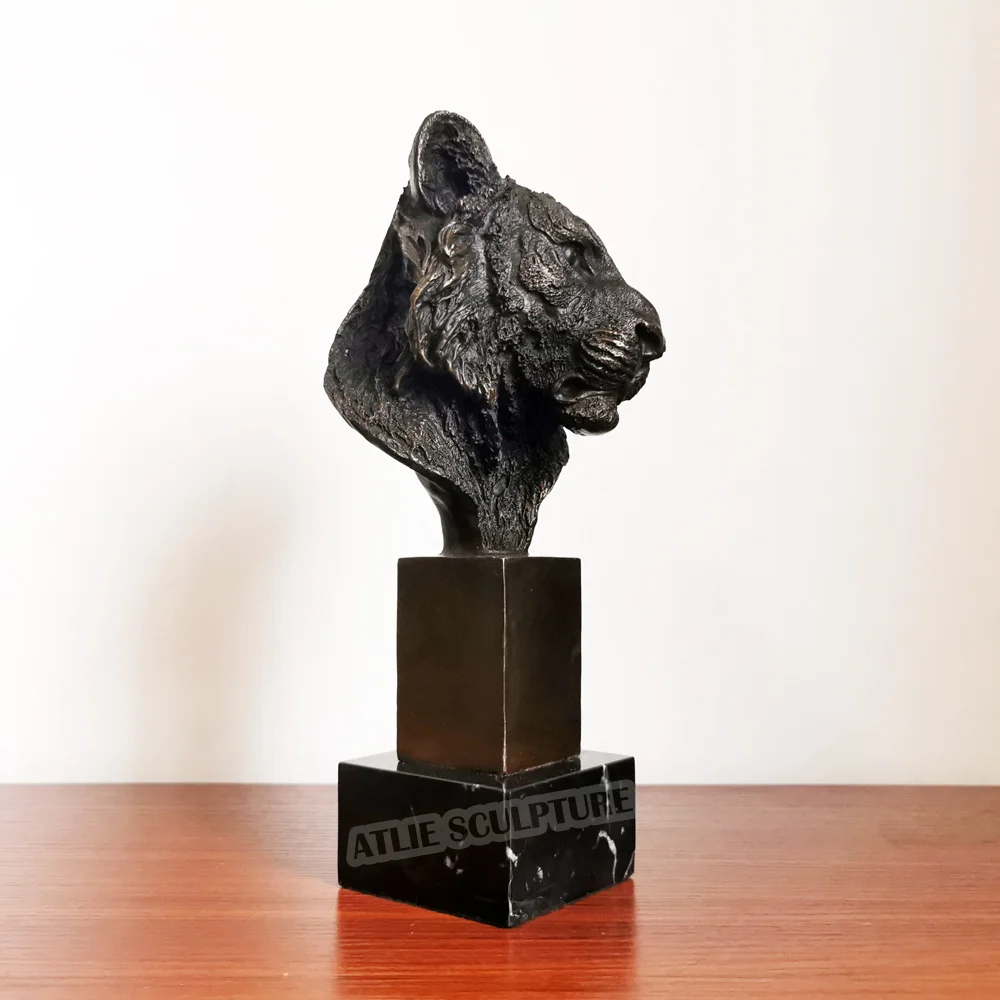 Бронзовая голова тигра скульптура Статуэтка дикая природа Тигр бюст статуя