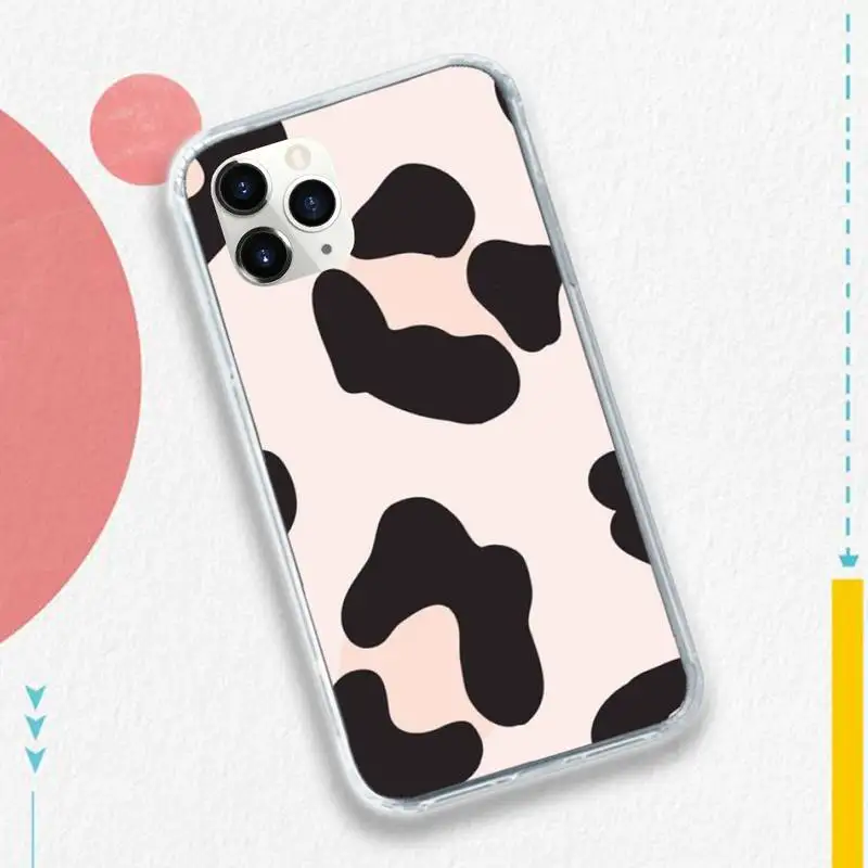 

White Black Cow Symbol Pattern Print Phone Case for iPhone 11 12 pro XS MAX 8 7 6 6S Plus X 5S SE 2020 XR