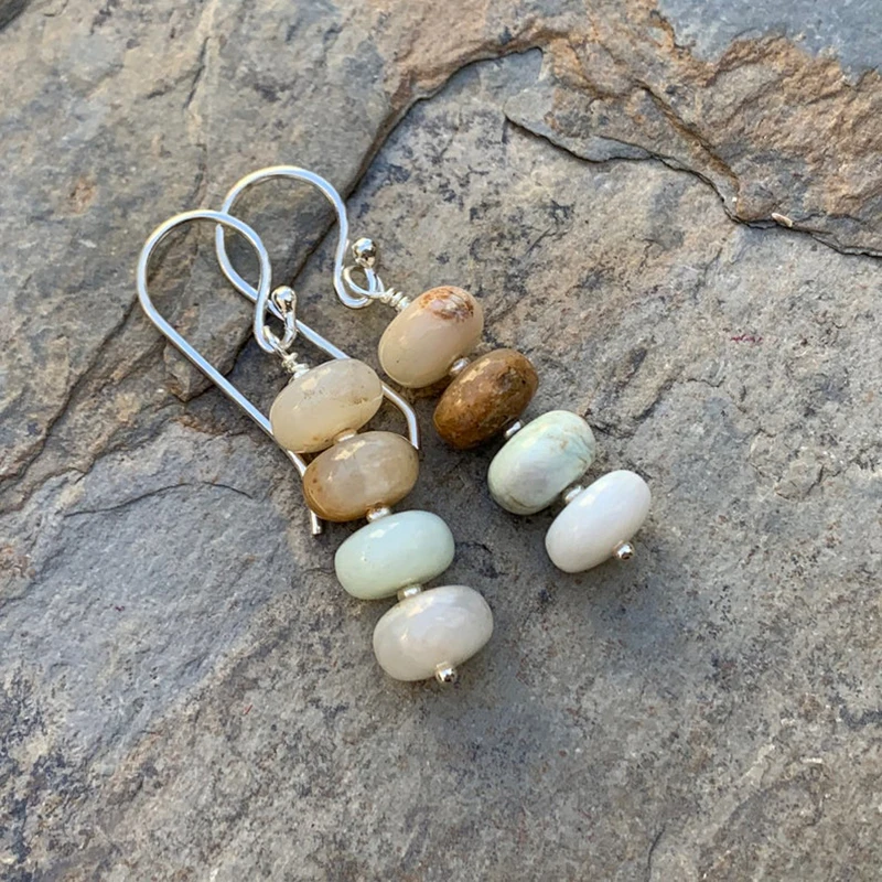 Многослойные индийские серьги из натурального камня для женщин винтажные