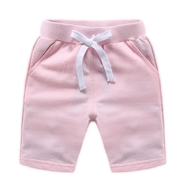 pink Коллекция года, летние детские Шорты хлопковые укороченные штаны с эластичной резинкой на талии для маленьких мальчиков и девочек Детские шорты на возраст от 18 месяцев до 9 лет - Цвет: pink