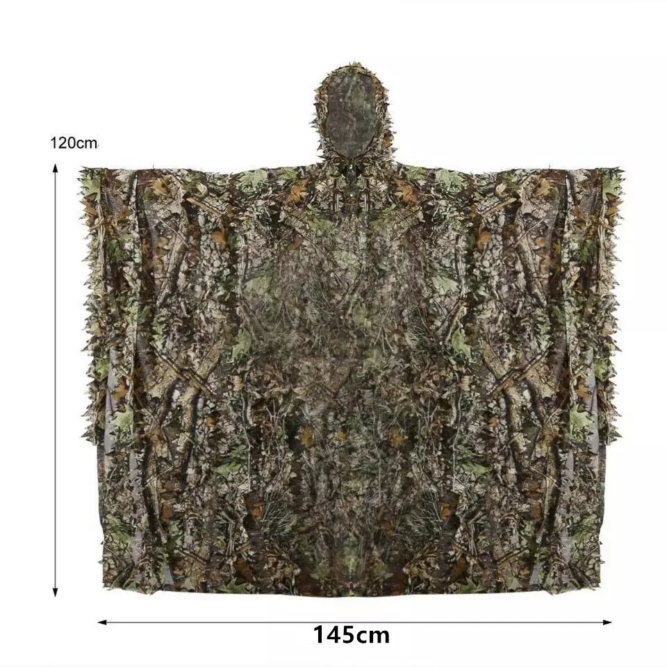 Снайпер CS Bionic Камуфляж пончо для мужчин 3D Охота кленовый лист камуфляж ghillie