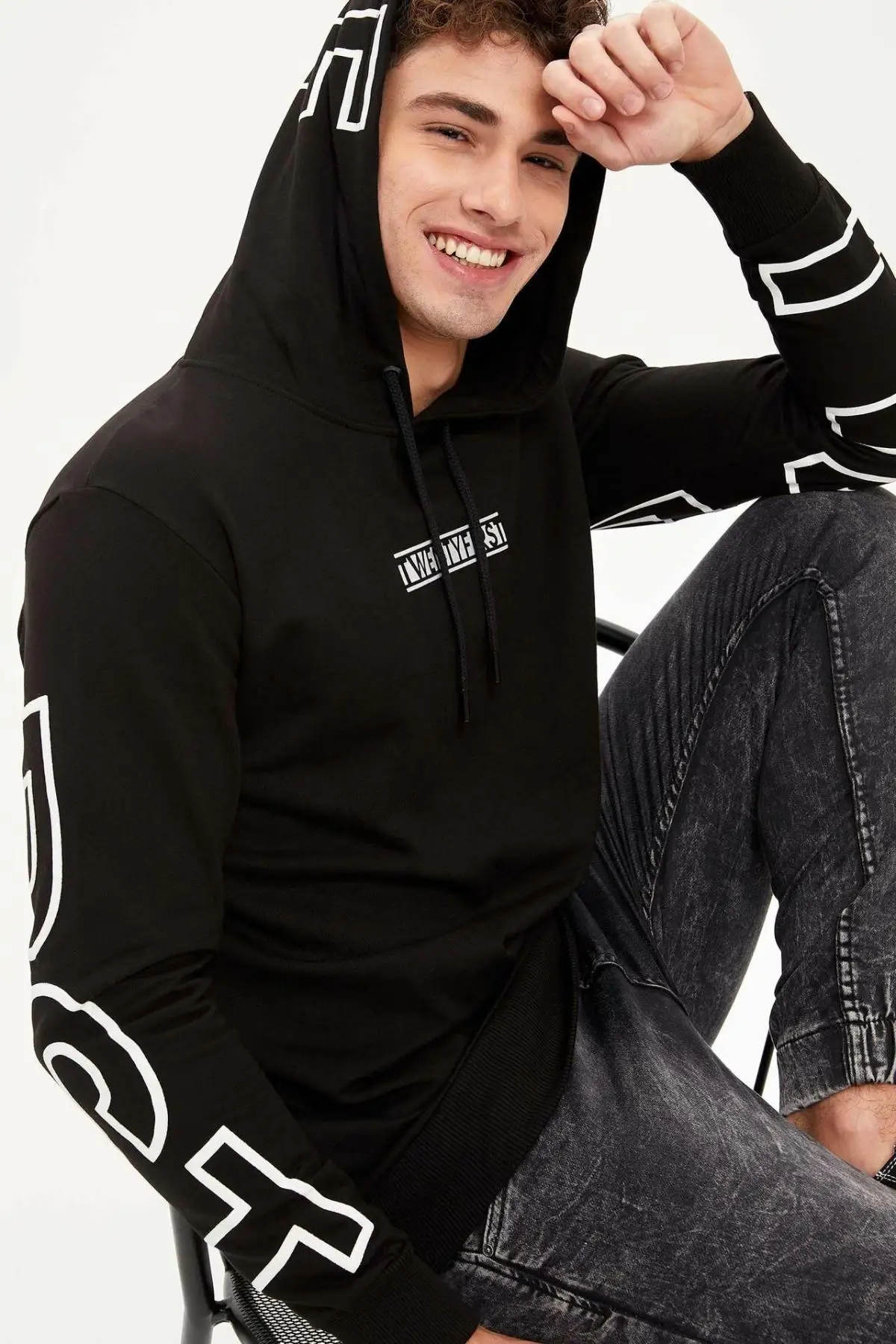 DeFacto мужские Модные шикарные толстовки с буквенным принтом повседневные