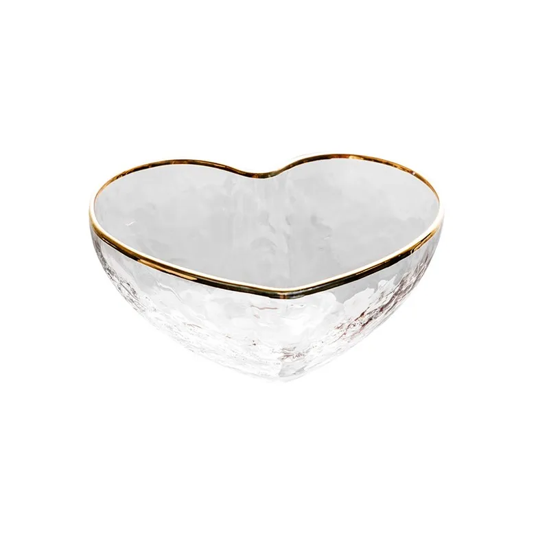 JO LIFE домашняя посуда в форме сердца с золотым краем прозрачная стеклянная чаша