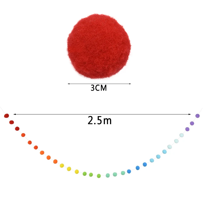 

Colorful Hair Ball Pendant Garland Ins Nordic Series Wool Felt Ball String DIY Handmade Nursery Children Room Decor