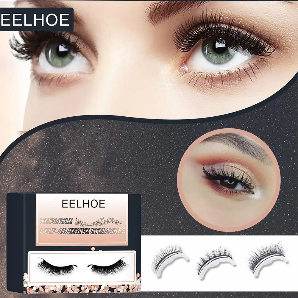 

Многоразовые самоклеящиеся накладные ресницы, вьющиеся самоклеящиеся густые длинные натуральные ресницы, 3D норковые безмерные ресницы