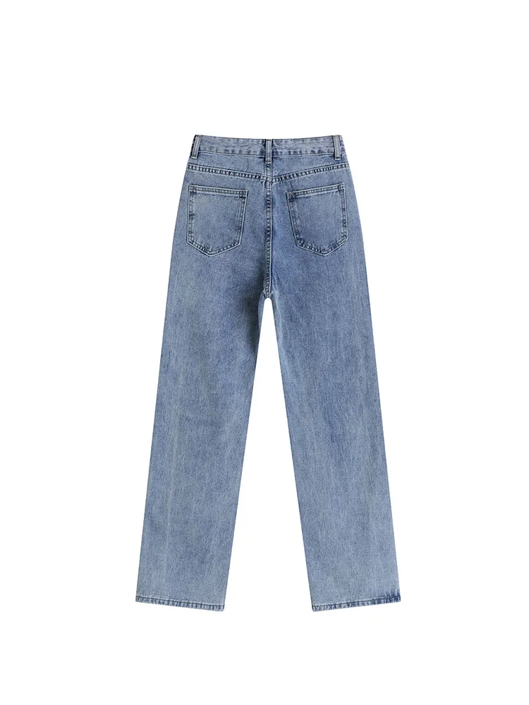 Женские джинсы модные прямые брюки с высокой талией повседневные мешковатые для