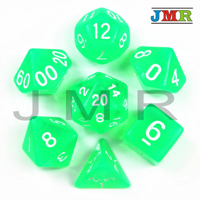 Набор из 7 прозрачных кубиков для игры в покер с конфетами зеленые кубики DnD D4 d6 d8