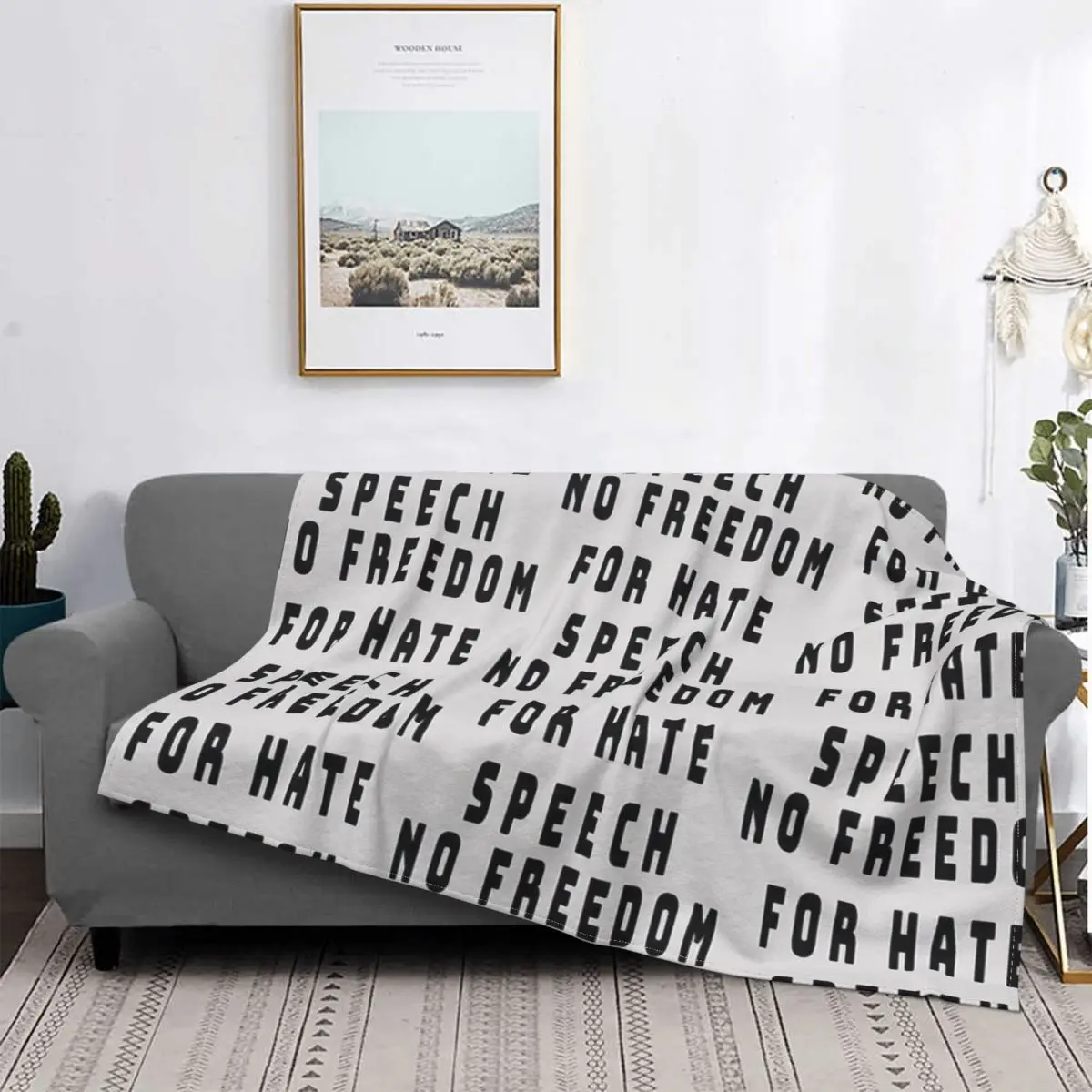 

No Freedom For Hate Speech 2-Manta, colcha, edredón de cama a cuadros, manta de lana, textil de lujo para el hogar