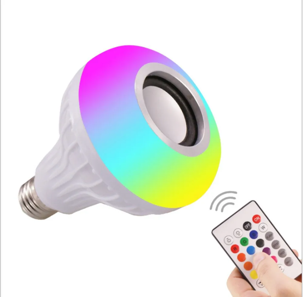 Цветная музыкальная лампа E27 Беспроводная Bluetooth Колонка 12 Вт RGB светодиодная