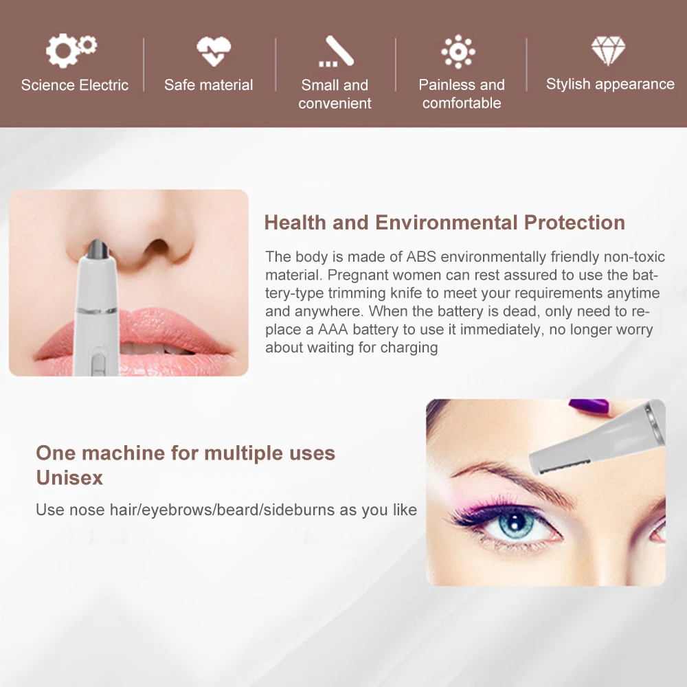 

Mini Electric Hair Remover Painless Body Epilator Safety Eyebrow Trimmer Face Shaver Waterproof Nose Hair Eye Brow Trimmers