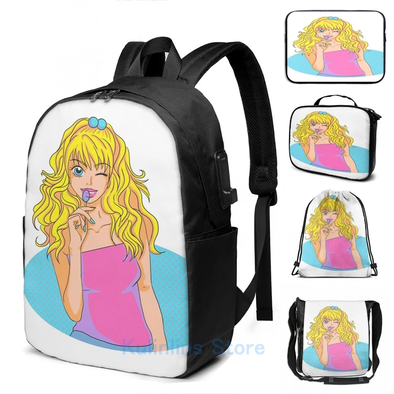 Рюкзак Vaporwave Momo для мужчин и женщин школьный ранец с USB-зарядкой забавным