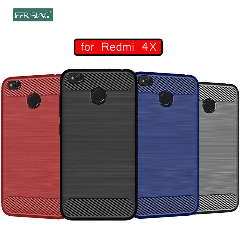 Чехол для Redmi 4x чехол Xiaomi силиконовый бампер из ТПУ противоударный углеродного