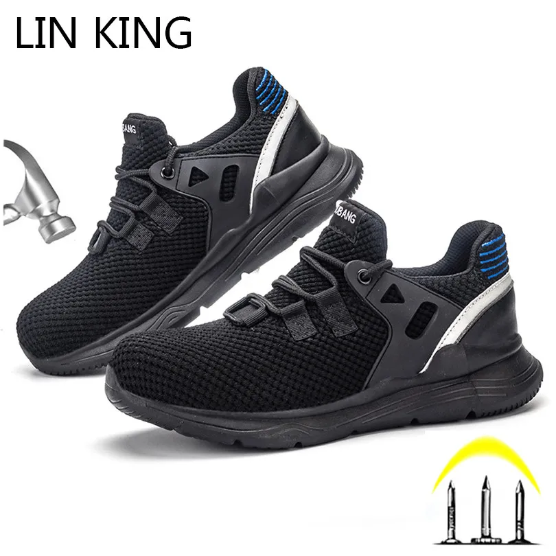 LIN KING/Новинка Дизайнерские Для мужчин Рабочие ботинки Безопасность Сталь носок