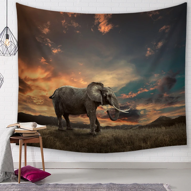 Полиэфирный тропический рисунок слона настенная ткань висячий гобелен