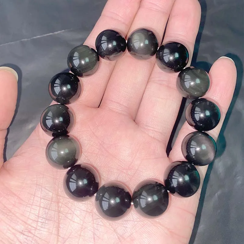

NAPOLN 8/10/12/14/16MM Simple Fashion Rainbow Eye Obsidian Beaded Bracelets For Women Men Natural Stone Bracelets & Bangles