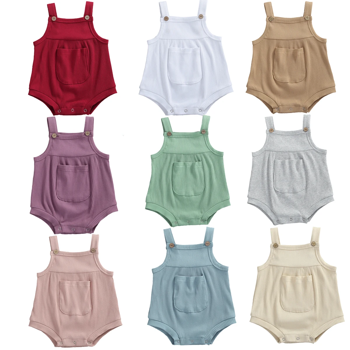 Комбинезоны ребристые для новорожденных девочек 0 24 мес. однотонные комбинезоны