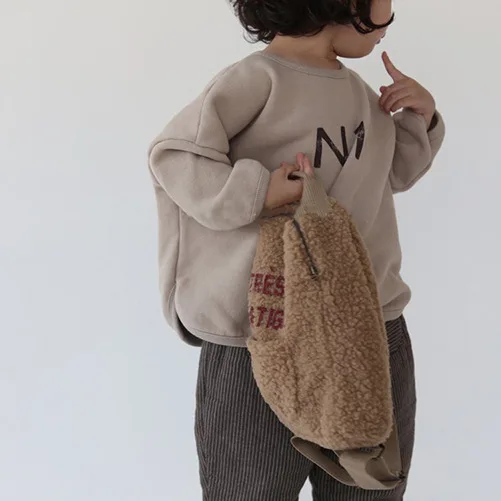 Детская одежда в Корейском стиле Бархатные Топы с длинными рукавами и принтом