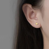 korean elegant simple gold color shiny glossy butterfly studs earrings women sweet cute mini earring student jewelry accessories