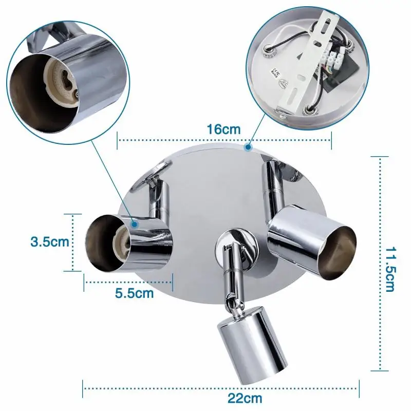 Светодиодный потолочный светильник с регулируемой поверхностью 3 головки GU10