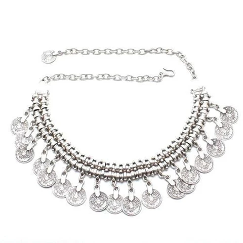Винтажные серебряные ожерелья с монетами и кисточками Boho