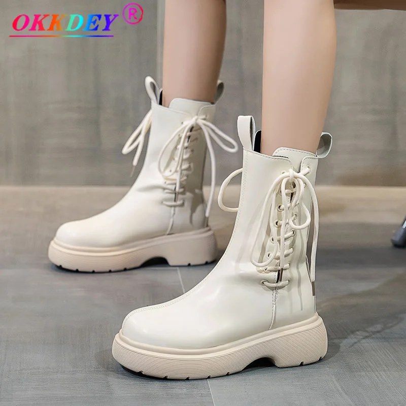 

Ботинки мартинсы женские на плоской подошве, со шнуровкой, роскошные дизайнерские ботинки, зимняя теплая Праздничная обувь с круглым носко...